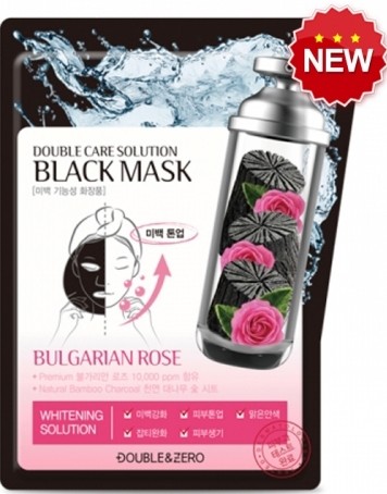 Натуральная тканевая угольная маска DOUBLE & ZERO для выравнивания тона кожи и очищения лица, 30 г