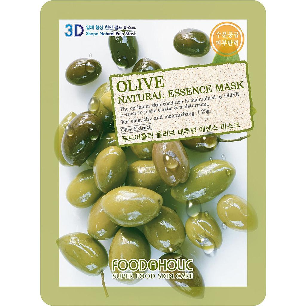 Тканевая 3D маска FoodaHolic olive natural essence mask с натуральным экстрактом оливы 23 г