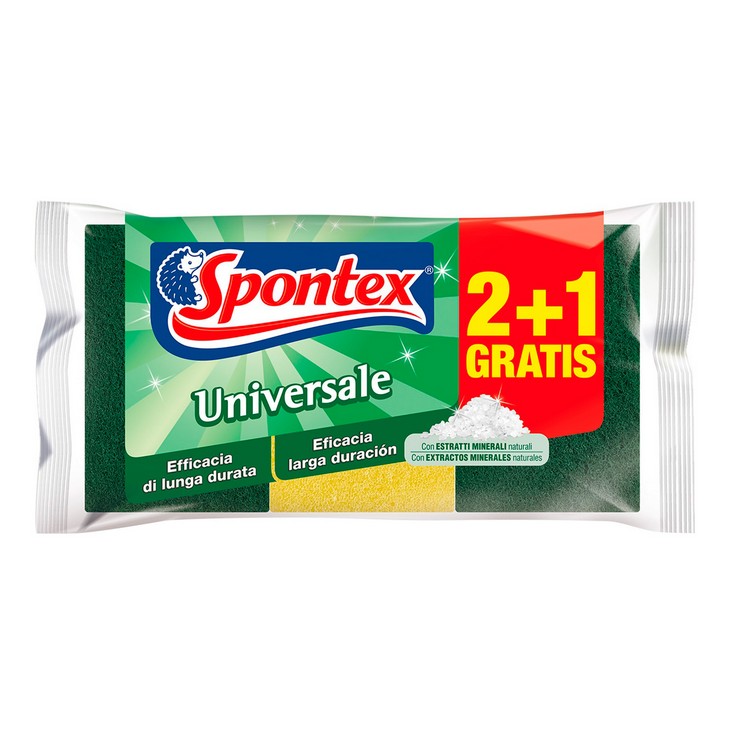 Губки для мытья посуды Spontex 2+1 шт (зеленые)