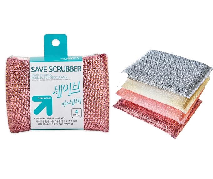 Набор губок для мытья посуды и кухонных поверхностей Sung Bo Cleamy (13 х 9 х 1,5 см) х 4 шт