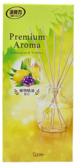 Освежитель воздуха для комнаты ST SHOSHU RIKI Лемонграсс и вербена (стеклянный флакон + наполнитель + палочки) 65 м