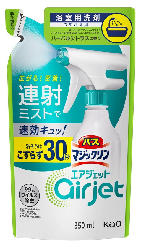 Пенящееся чистящее и дезодорирующее средство KAO для ванной (быстрого действия, аромат трав и цитрусов), мягкая упаковка 350 мл