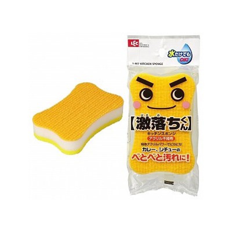 Полиуретановая губка LEC для мытья посуды средней жесткости (чистящая поверхность - нетканое акриловое полотно) 1 шт