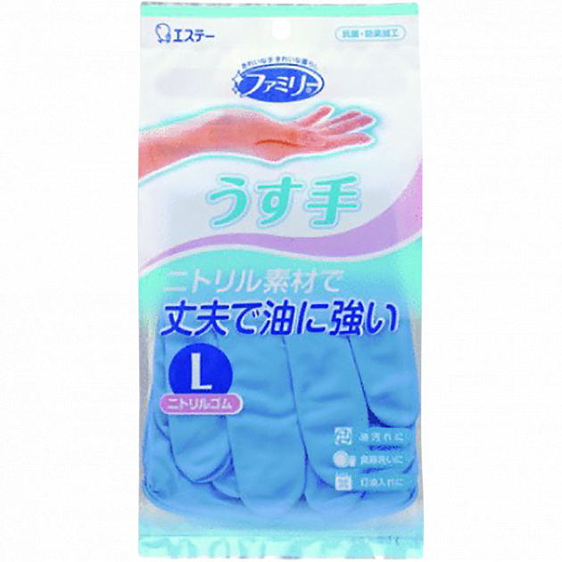 Резиновые перчатки ST “Family” (тонкие, без внутреннего покрытия) L (синие) 1 пара