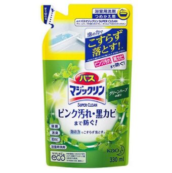 Чистящее средство для ванной комнаты KAO Magiclean Bath, дезинфицирующее, с ароматом зелени, запасной блок 330 мл