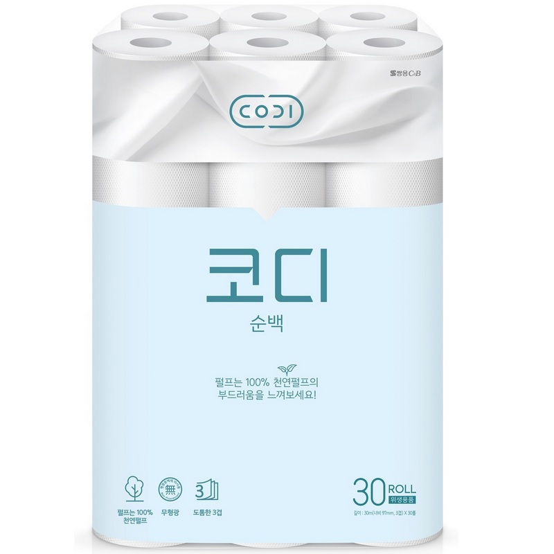 Премиальная особомягкая туалетная бумага SY CODI - LUXE воздушная (трехслойная, с тиснёным рисунком) 30 м * 30 рулонов