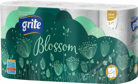 Туалетная бумага GRITE Blossom трехслойная 12 рул.