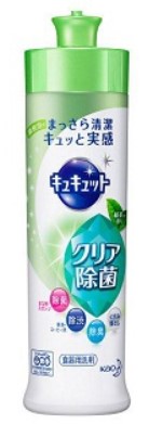 Средство для мытья посуды и кухонных раковин KAO CuCute с лимонной кислотой (с ароматом зелёного чая / от стойких загрязнений ) 240 мл