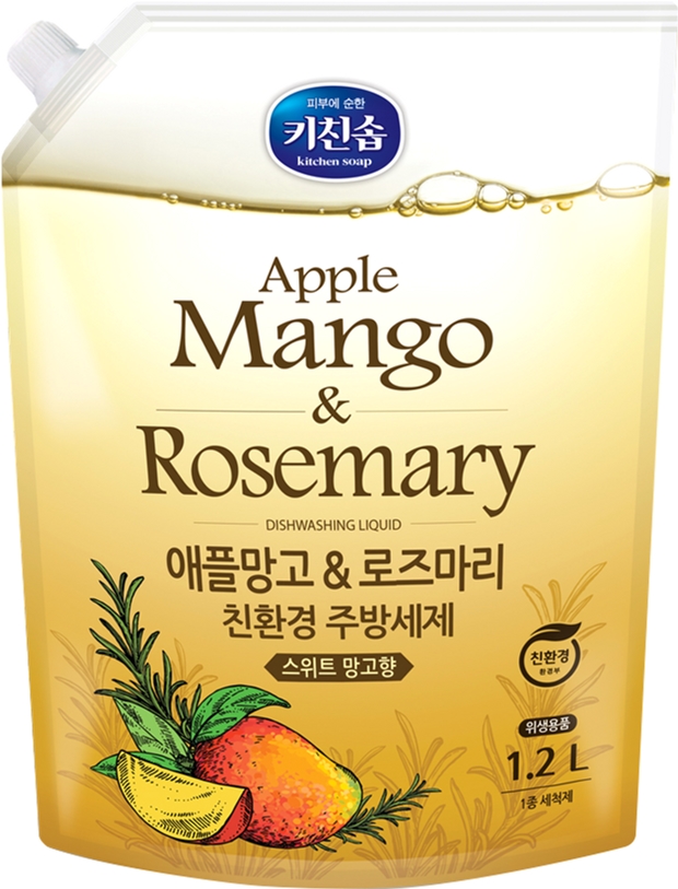 Жидкость для мытья посуды Mukunghwa Apple Mango & Rosemary (с ароматом манго и розмарина) запасной блок, 1,2 л