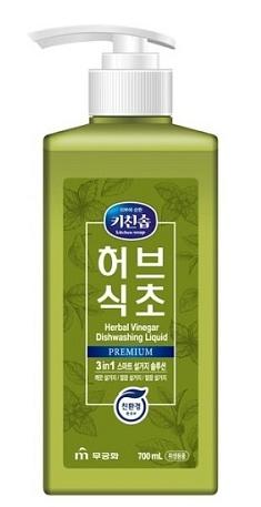 Премиум средство для мытья посуды MUKUNGHWA, детских бутылочек, овощей и фруктов 3 в 1 (Травяной уксус с ароматом мяты) 700 мл