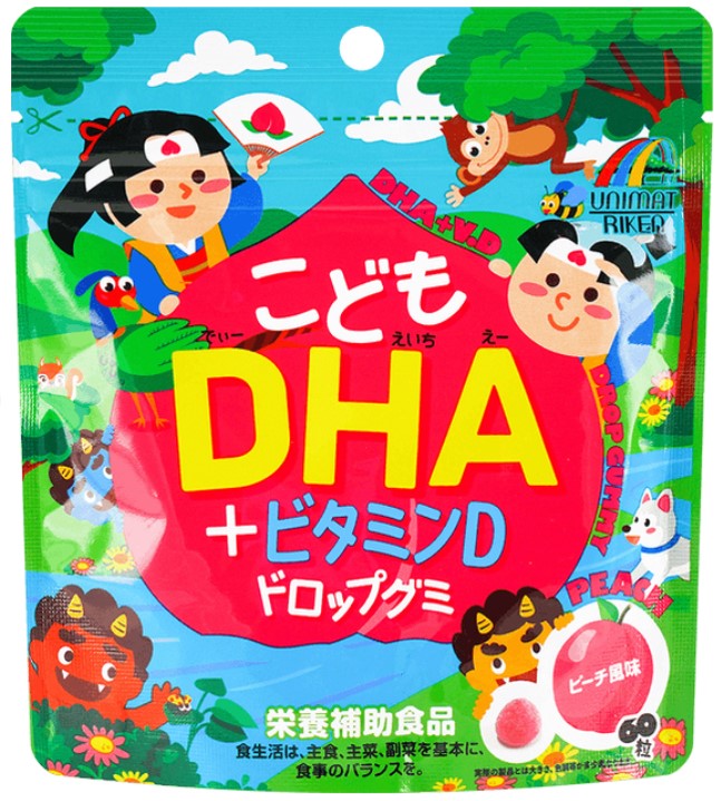 Пищевая добавка DHA + D3 вкус персика /  60 табл./ Unimat Riken