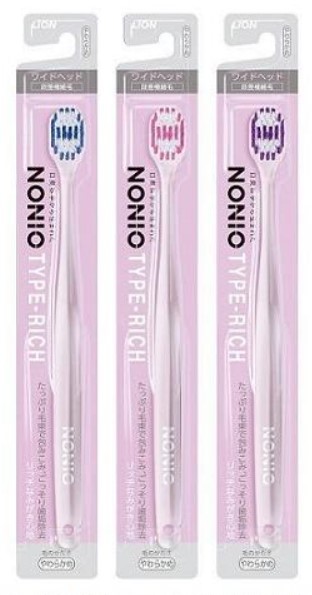 Широкая зубная щётка LION Nonio со стандартной головкой и ДВУХУРОВНЕВЫМИ щетинками для профилактики галитоза, мягкая 1 шт
