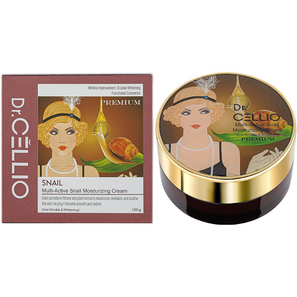 Мультиактивный увлажняющий крем для лица Dr.CELLIO с коллоидным золотом, секретом улитки, 100 г