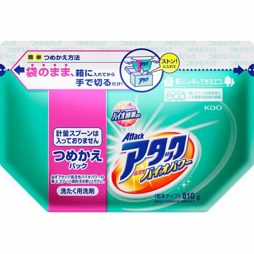 Концентрированный стиральный порошок KAO ATTACK BioEX запасной блок 0,81 кг