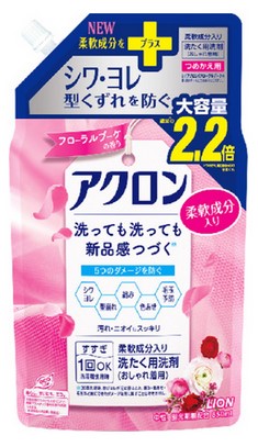 Жидкое средство для стирки LION Akron деликатных тканей с ароматом Цветочный букет, запасной блок 850 мл