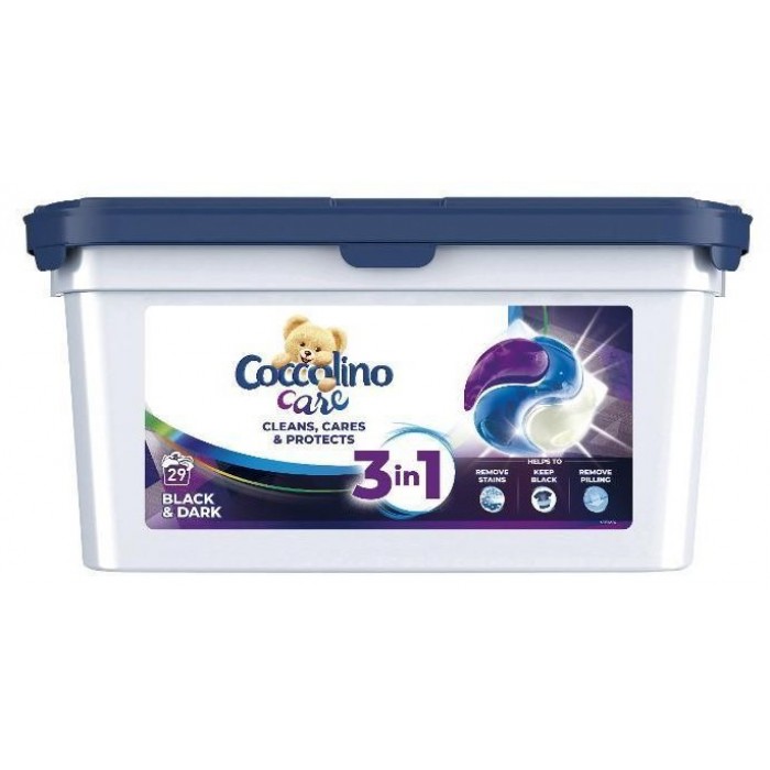Капсулы для стирки Coccolino Black & Dark для черных и темных вещей, 29 шт