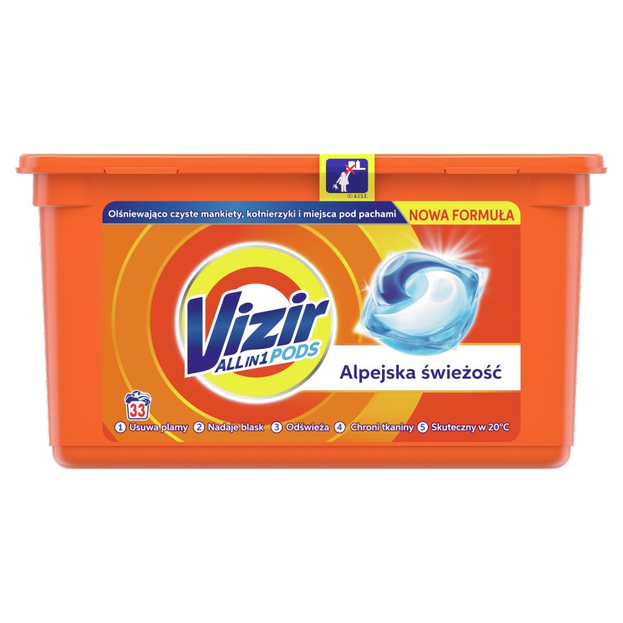 Капсулы для стирки белья Vizir, Альпийская свежесть на 33 шт