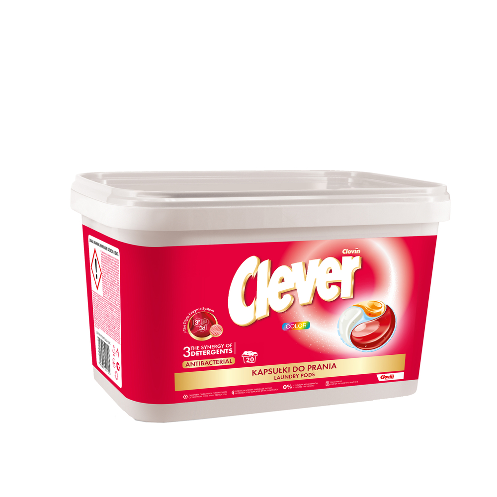 Капсулы для стирки Clever Color трехкамерные 18 гр * 20 шт