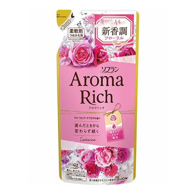 Кондиционер для белья LION AROMA (длительного действия Aroma Rich Catherine / Катрин с богатым ароматом натуральных масел (женский аромат)), запасной блок, 400 мл