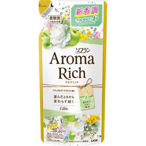 Кондиционер для белья LION AROMA (длительного действия Aroma Rich Ellie / Элли с богатым ароматом натуральных масел (аромат унисекс)), запасной блок, 400 мл