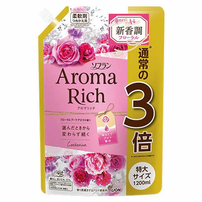 Кондиционер для белья LION AROMA (длитльного действия Aroma Rich Catherine / Катрин с богатым ароматом натуральных масел (женский аромат)) 1200 мл