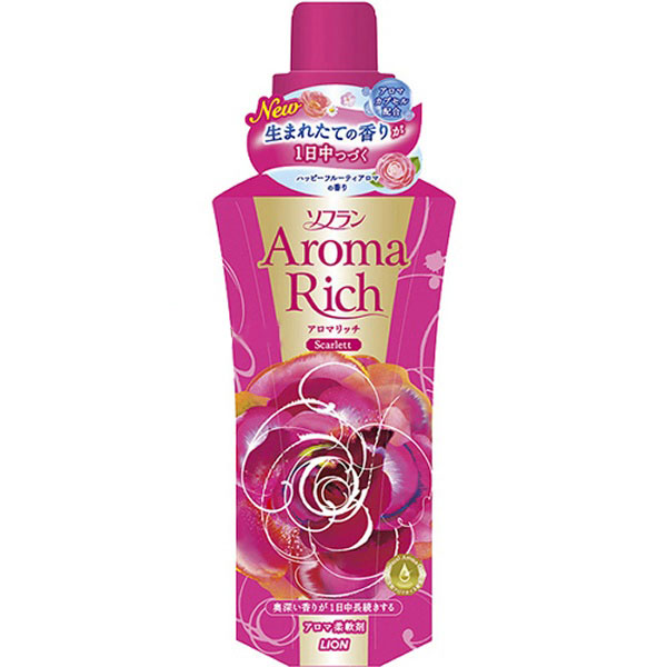 Кондиционер для белья LION Aroma Rich Scarlett с цветочно-фруктовым ароматом, флакон 600 мл