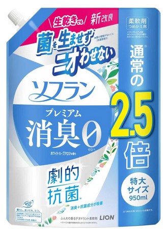 Кондиционер для белья LION SOFLAN Premium Deodorizer 107 (натуральный аромат луговых трав), запасной блок 950 мл