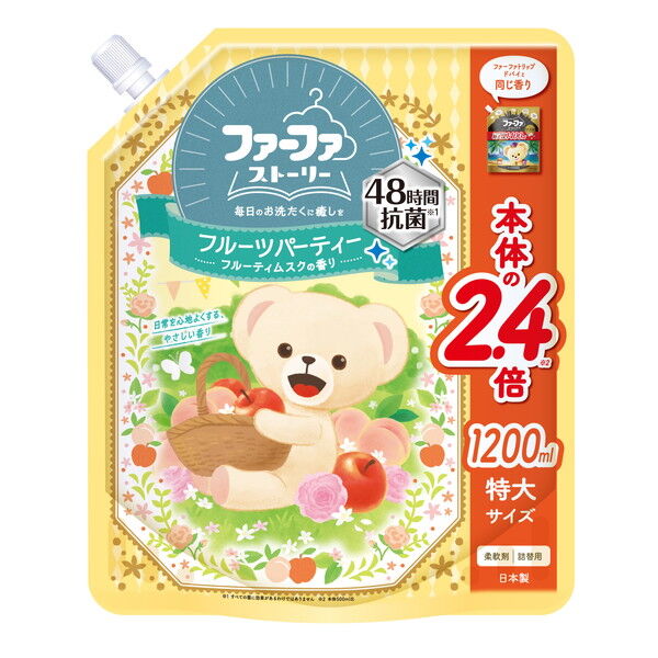 Кондиционер-ополаскиватель для белья NISSAN FAFA с антибактериальным эффектом Фруктовая вечеринка (с ароматом прекрасных фруктов), запасной блок, 1,2 л