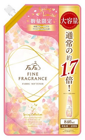 Кондиционер-ополаскиватель для белья NISSAN FAFA, с ароматом цветущей сакуры и нотками жасмина и фиалки, запасной блок 840 мл