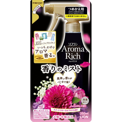 Кондиционер-спрей для белья LION с парфюмированным ароматом весенних цветов и смородины Juliette, запасной блок 250 мл