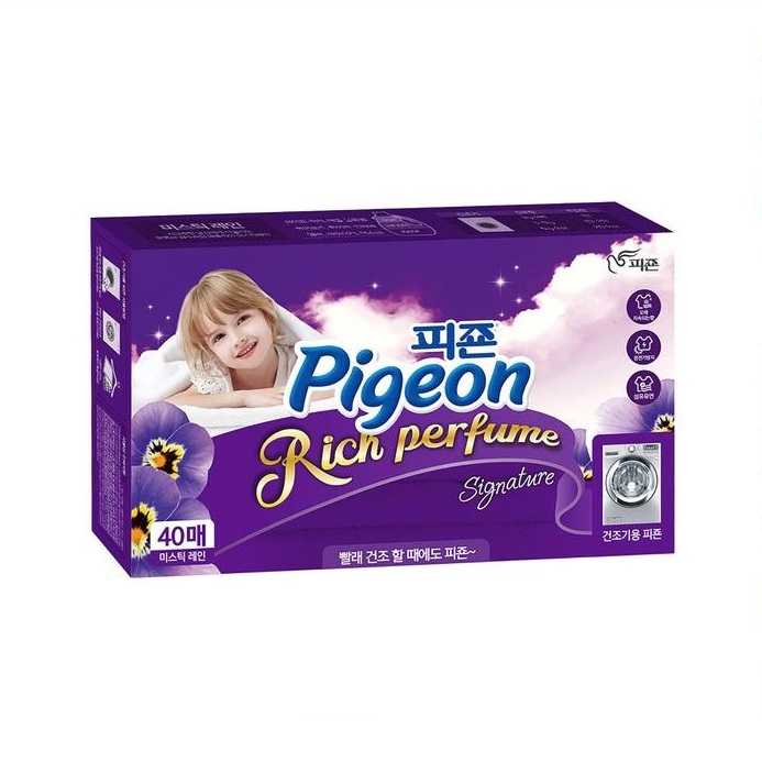 Салфетки-кондиционер для сушильных машин PIGEON, аромат Тайны дождя, 40 шт