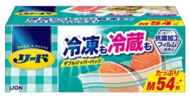 Пакет LION с двойной молнией для длительного хранения и замораживание продуктов и готовых блюд в холодильнике / морозильнике Размер М (20,6х17,8 см) 54 шт