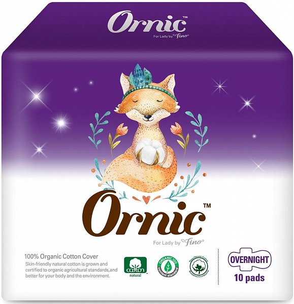 Классические гигиенические прокладки Ssangyoung C&B OrnicFino Overnight (с крылышками (Макси) 34 см, 10 шт.)