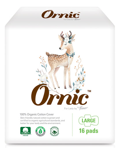 Классические тонкие гигиенические прокладки Ssangyoung C&B OrnicFino Large  (с крылышками (Супер) 28 см, 16 шт.)