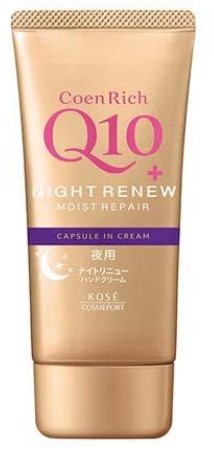 Ночной восстанавливающий крем KOSE CoenRich для рук и ногтей с капсулированным витамином В5 и коэнзимом Q10 (аромат цветы-фрукты) 80 гр
