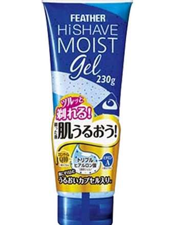 Гель для бритья FEATHER с гиалуроновой кислотой, Q10 и витамином А HiShave Moist Gel морской аромат 230 гр