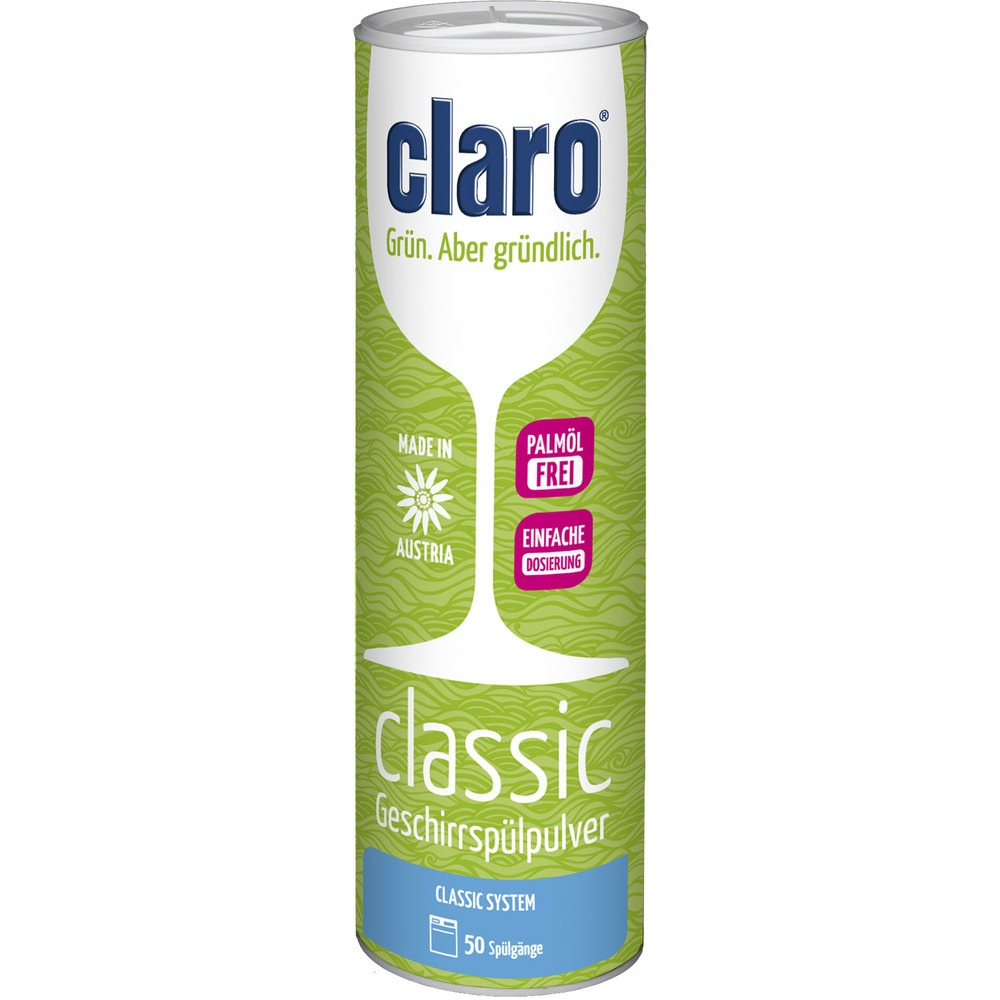 Порошок для мытья посуды в посудомоечных машинах Claro тройного действия, на 50 циклов 900 гр.