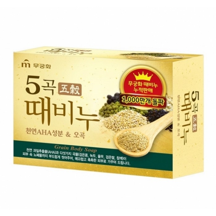 Отшелушивающее и питающее мыло MUKUNGHWA для тела с 5 злаками Grain Body Soap 100 гр