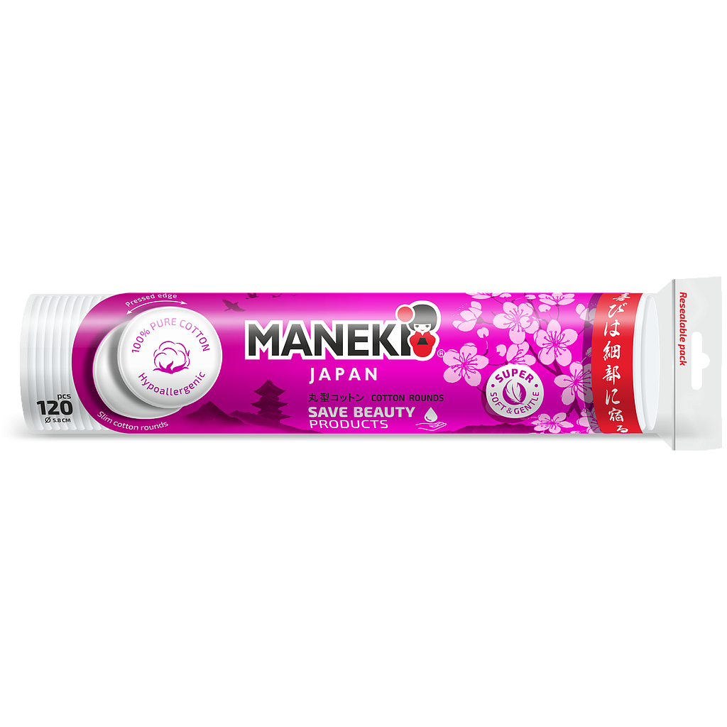 Диски ватные гигиенические MANEKI, 120 шт.