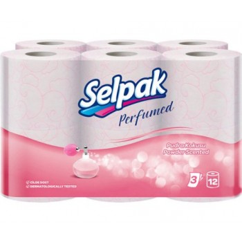 Туалетная бумага Selpak Perfumed 3 слоя пудра 12 рулонов
