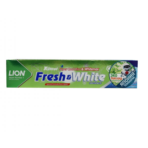 Зубная паста отбеливающая Lion Thailand Fresh & White супер прохладная мята, 160 гр